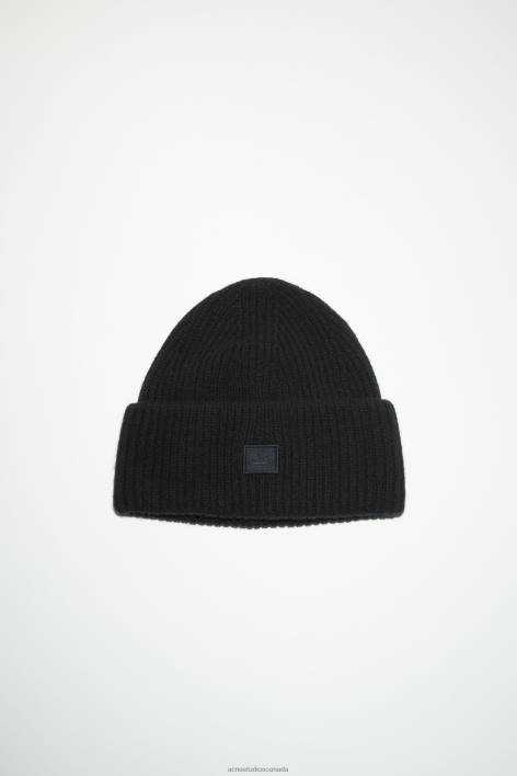 Accessories 8FXBR503 Acne Studios Small face logo beanie Black