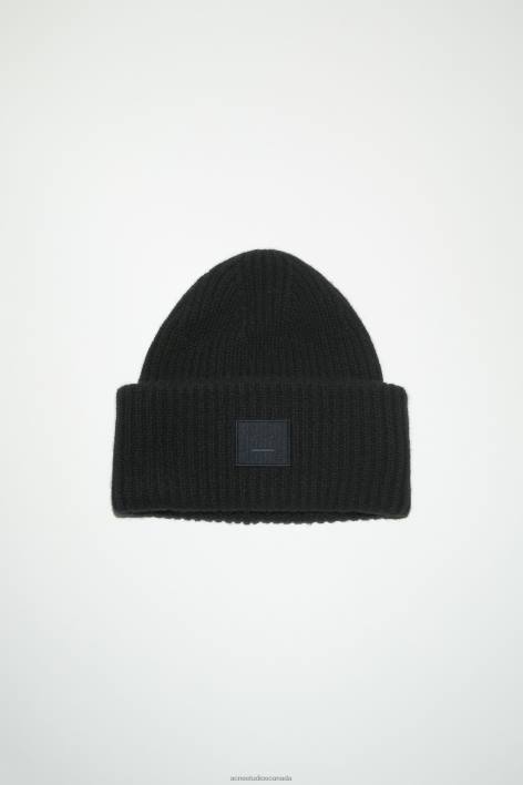 Accessories 8FXBR521 Acne Studios Large face logo beanie Black