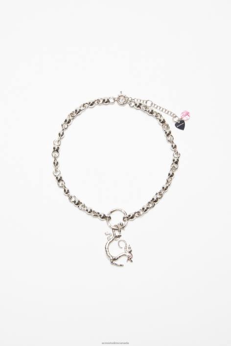 Accessories 8FXBR645 Acne Studios Charm necklace Antique Silver/Pink