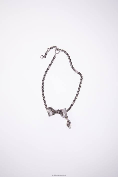 Accessories 8FXBR651 Acne Studios Bow necklace Antique Silver