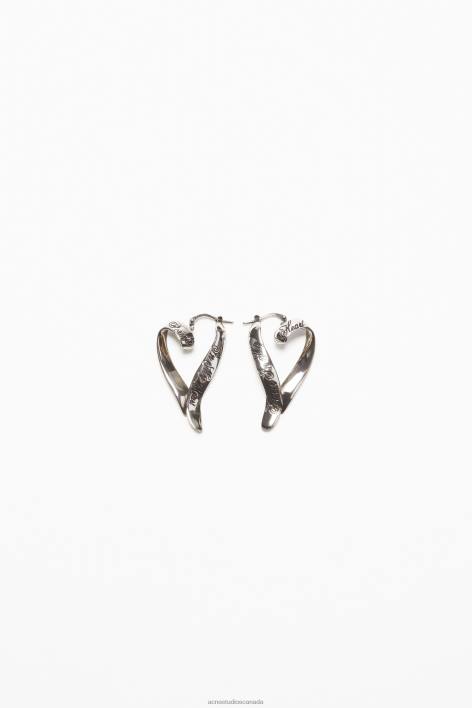 Accessories 8FXBR653 Acne Studios Heart hoops Antique Silver