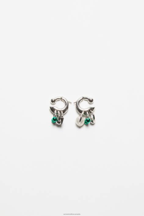 Accessories 8FXBR677 Acne Studios Multi charm earrings Silver/Green