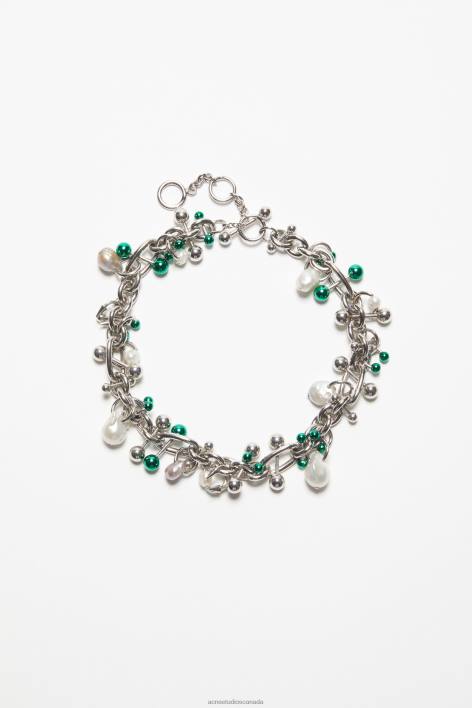 Accessories 8FXBR679 Acne Studios Multi charm necklace Silver/Green