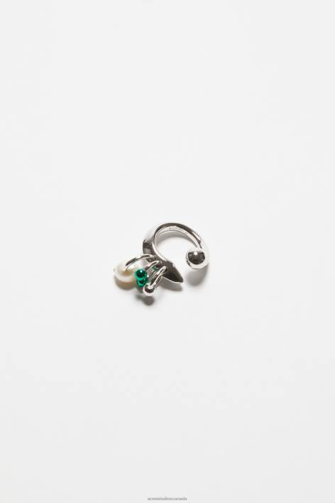 Accessories 8FXBR680 Acne Studios Multi charm ring Silver/Green