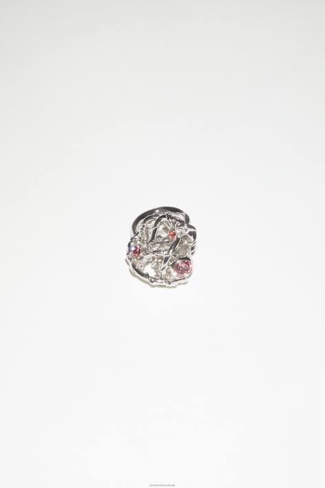 Accessories 8FXBR692 Acne Studios Sculptural crystal ring Silver/Pink