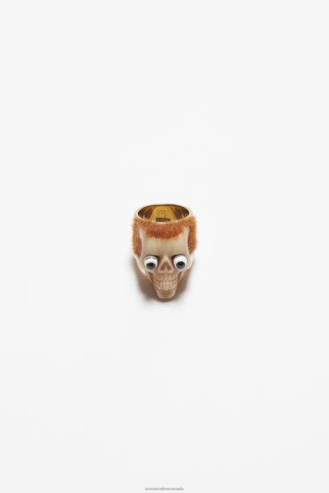 Accessories 8FXBR697 Acne Studios Skull ring Antique Gold/Brown