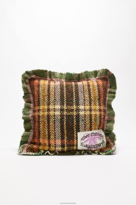 Accessories 8FXBR633 Acne Studios Plaid pillow Brown/Green