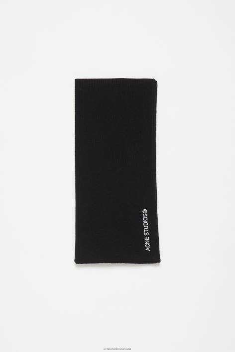 Accessories 8FXBR446 Acne Studios Logo embroidered scarf Black