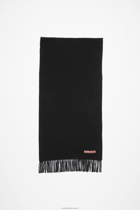 Accessories 8FXBR508 Acne Studios Fringe wool scarf - Narrow Black