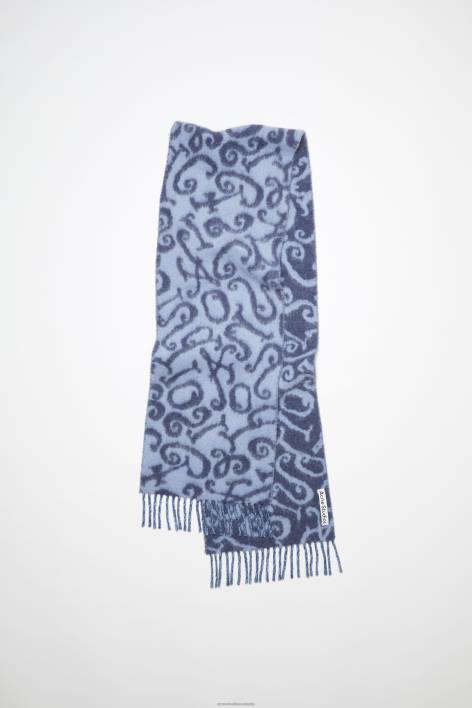 Accessories 8FXBR559 Acne Studios Monogram jacquard scarf Blue/Lilac