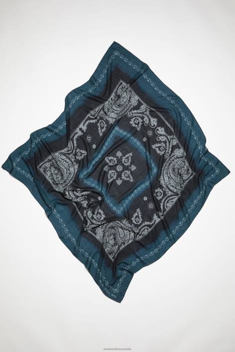 Accessories 8FXBR562 Acne Studios Printed scarf Denim Blue/Black