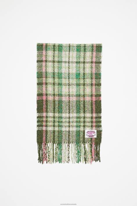 Accessories 8FXBR572 Acne Studios Plaid fringe scarf Green