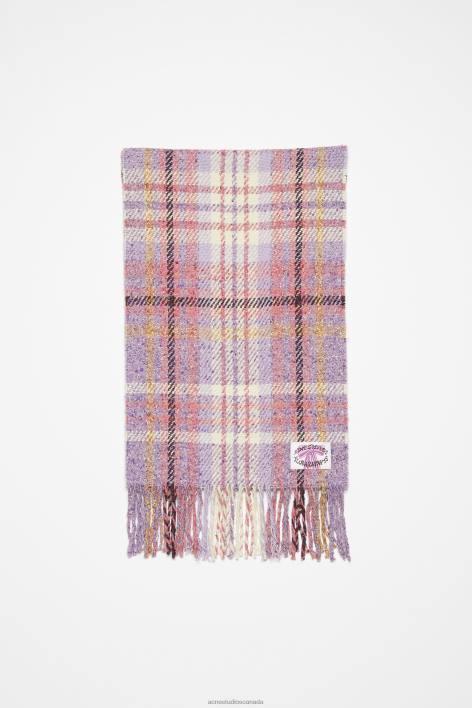 Accessories 8FXBR629 Acne Studios Plaid fringe scarf Violet Purple