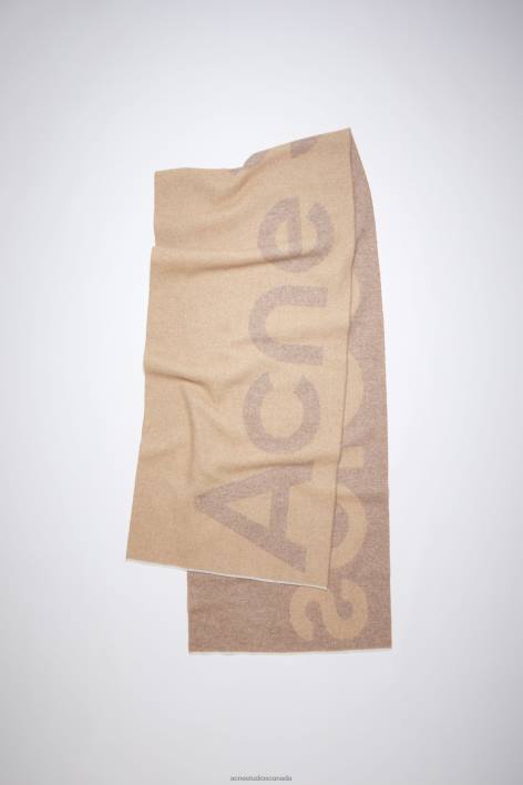 Accessories 8FXBR718 Acne Studios Logo jacquard scarf Camel Brown