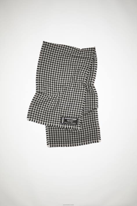 Accessories 8FXBR825 Acne Studios Houndstooth wool scarf White/Black