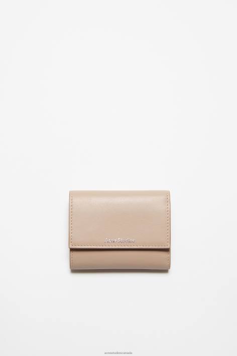 Accessories 8FXBR452 Acne Studios Trifold leather wallet Taupe Beige