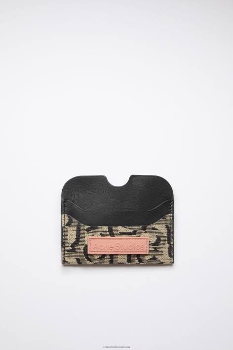 Accessories 8FXBR795 Acne Studios Card holder Beige/Black