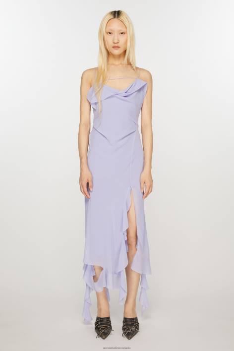 Apparel 8FXBR257 Acne Studios Ruffle strap dress Lilac Purple