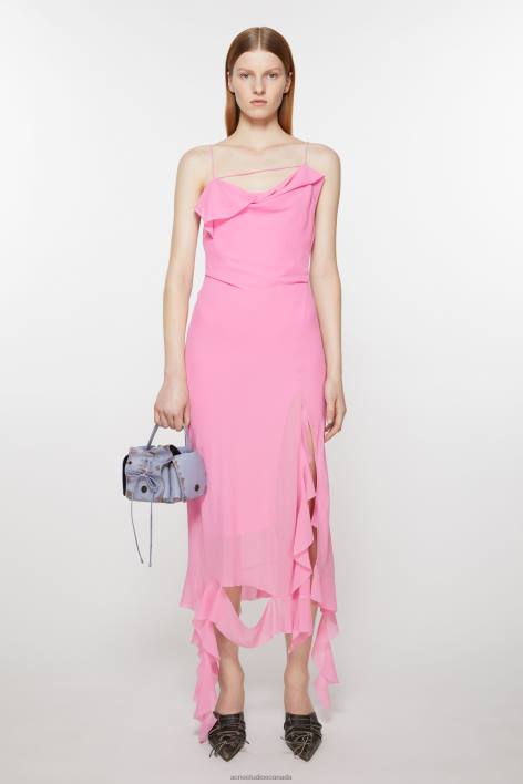 Apparel 8FXBR261 Acne Studios Ruffle strap dress Bubble Pink