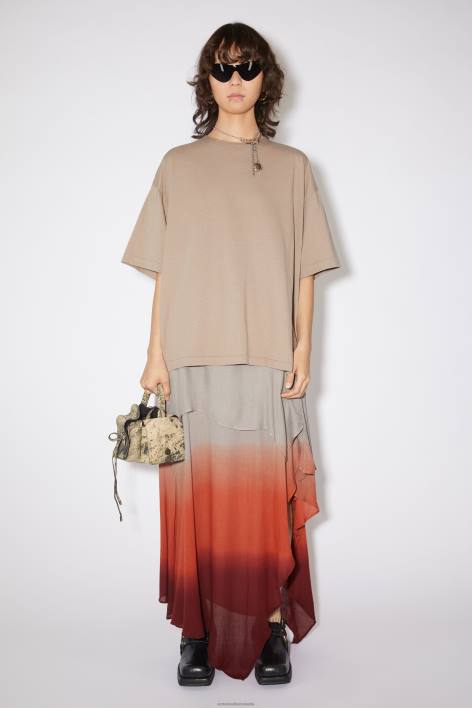 Apparel 8FXBR271 Acne Studios Layered t-shirt dress Taupe Grey