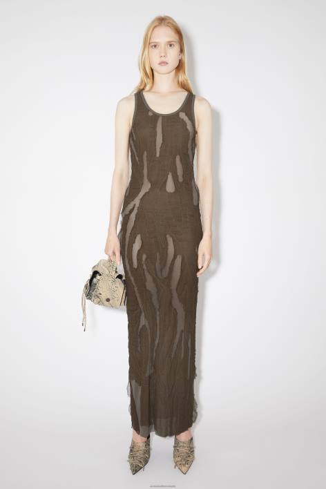 Apparel 8FXBR278 Acne Studios Sleeveless dress Runway Show Brown