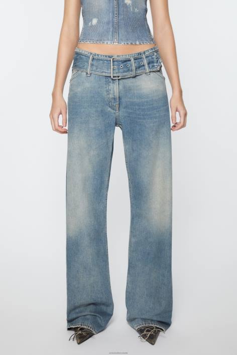 Apparel 8FXBR290 Acne Studios Belted jeans - Relaxed fit Mid Blue