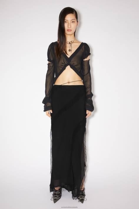 Apparel 8FXBR346 Acne Studios Wrap skirt Runway Show Black