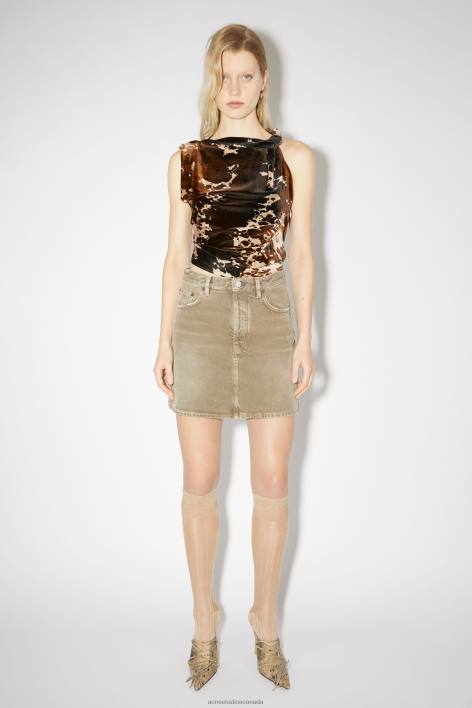 Apparel 8FXBR351 Acne Studios Denim mini skirt Beige