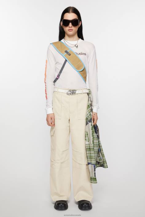 Apparel 8FXBR1039 Acne Studios Twill trousers Ivory White