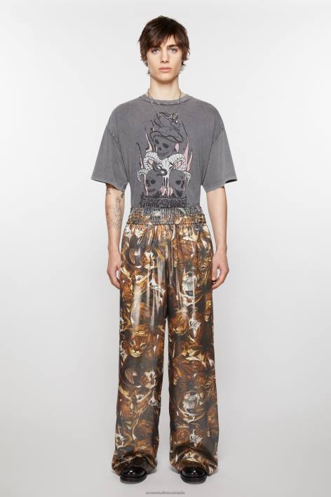 Apparel 8FXBR1043 Acne Studios Print trousers Brown/Multi