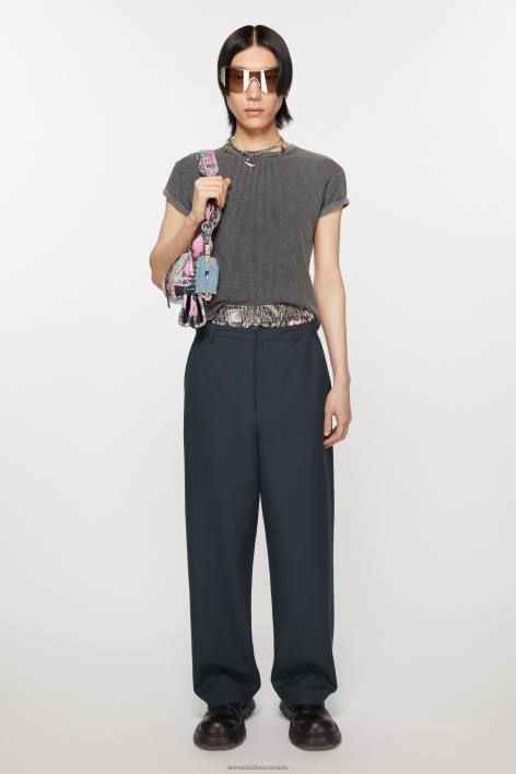 Apparel 8FXBR1047 Acne Studios Wool blend trousers Dark Navy