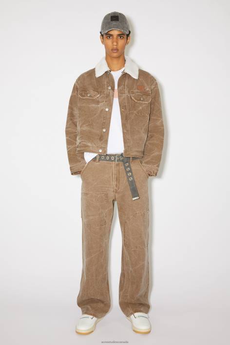 Apparel 8FXBR1053 Acne Studios Patch canvas trousers Unisex Toffee Brown