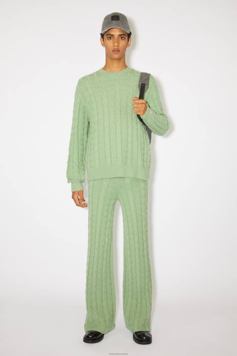 Apparel 8FXBR1055 Acne Studios Cable wool trousers Unisex Sage Green