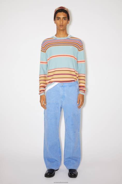 Apparel 8FXBR1056 Acne Studios Patch canvas trousers Unisex Powder Blue