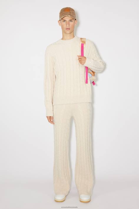 Apparel 8FXBR1058 Acne Studios Cable wool trousers Unisex Oatmeal Melange