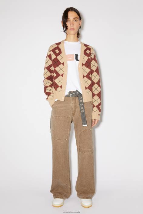 Apparel 8FXBR314 Acne Studios Patch canvas trousers Unisex Toffee Brown