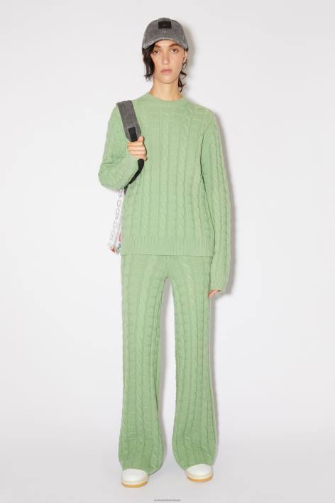 Apparel 8FXBR316 Acne Studios Cable wool trousers Unisex Sage Green