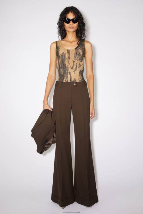 Apparel 8FXBR328 Acne Studios Tailored flared trousers Chestnut Brown