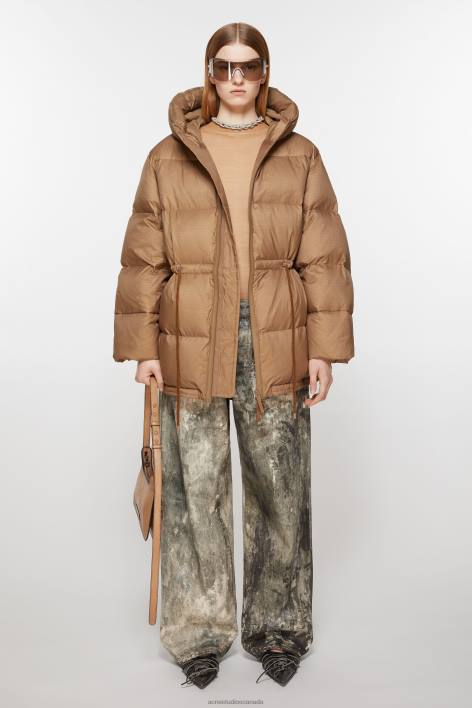 Apparel 8FXBR15 Acne Studios Hooded puffer jacket Toffee Brown