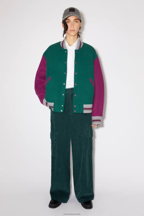 Apparel 8FXBR23 Acne Studios Varsity jacket Unisex Night Green