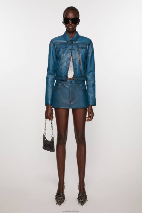 Apparel 8FXBR39 Acne Studios Leather jacket Blue