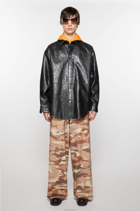 Apparel 8FXBR910 Acne Studios Leather shirt jacket Black