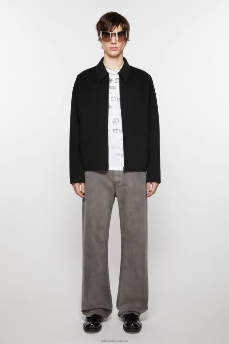 Apparel 8FXBR911 Acne Studios Wool zipper jacket Black