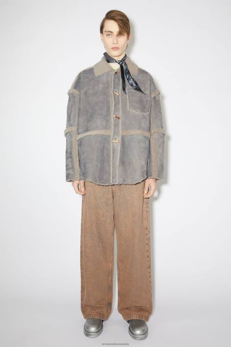 Apparel 8FXBR917 Acne Studios Shearling jacket Taupe Grey