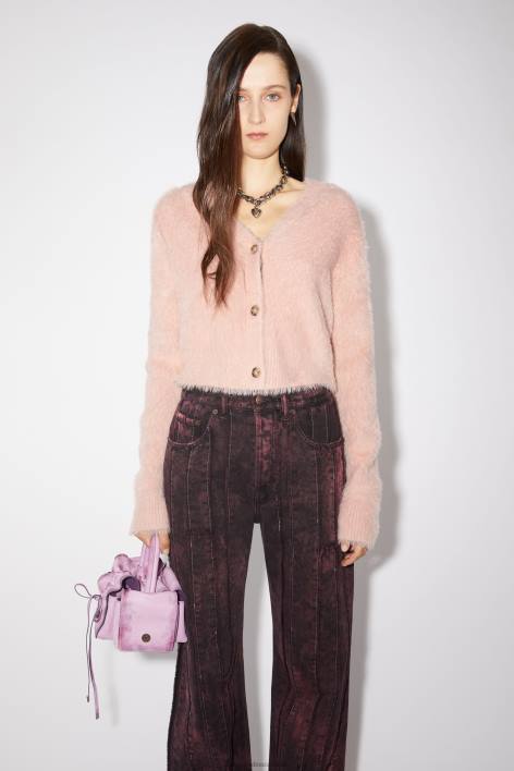 Apparel 8FXBR103 Acne Studios Fluffy knit cardigan Dusty Pink