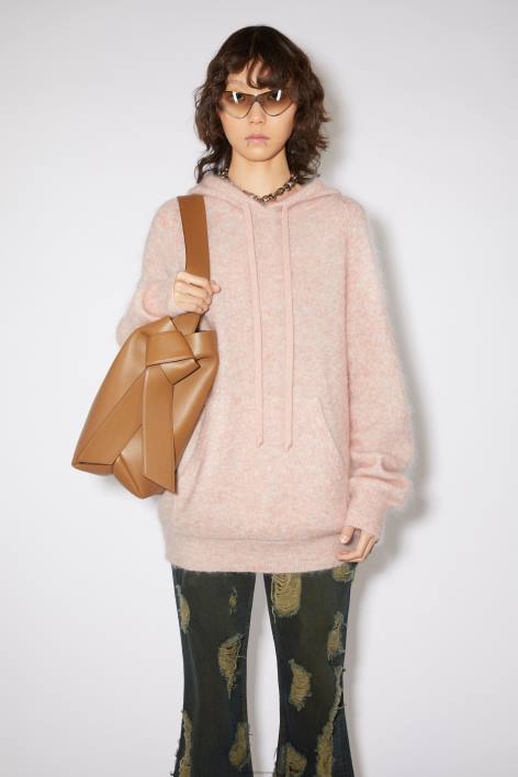 Apparel 8FXBR113 Acne Studios Wool mohair hoodie Faded Pink