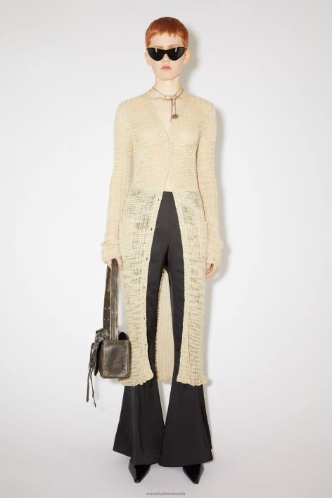 Apparel 8FXBR115 Acne Studios Wide rib long cardigan Cold Beige