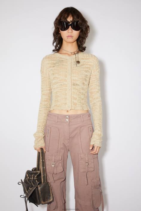 Apparel 8FXBR117 Acne Studios Wide rib cardigan Cold Beige