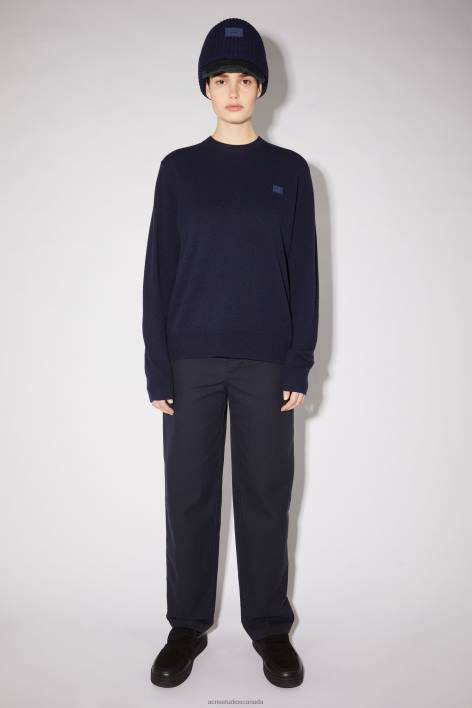 Apparel 8FXBR436 Acne Studios Wool crew neck sweater Navy