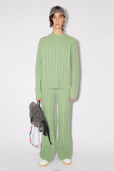 Apparel 8FXBR89 Acne Studios Cable wool jumper Unisex Sage Green